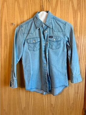 Kids Wrangler denim pearl snap